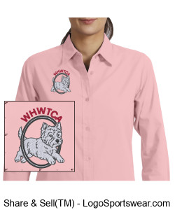 Ladies' Long Sleeve Shirt with embroidered Westie Design Zoom
